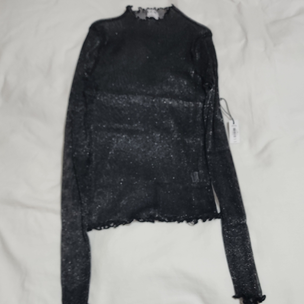 Ardene Black Sheer Long Sleeve Blouse
